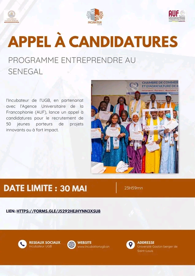 Appel à candidatures – Programme "ENTREPRENDRE au Sénégal"