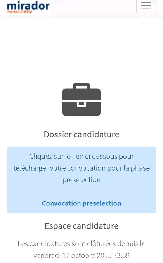 Concours CREM : Les convocations sont désormais disponibles ici : veuillez vérifier