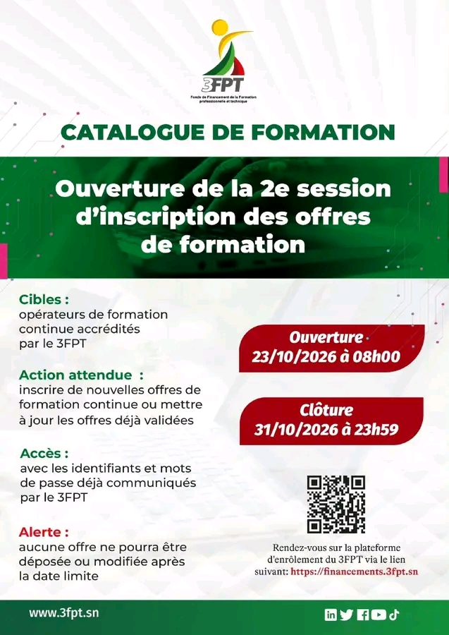 ouvertures de la 2e session d’inscription des offres de formation